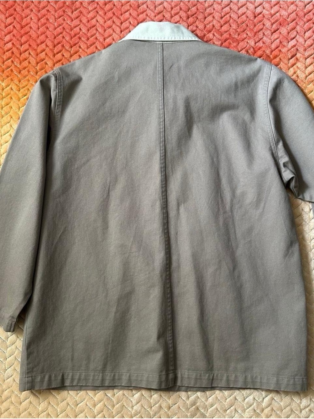 Vintage 90s Christopher & Banks Cute Taupe Utility Jacket with Cream Collar L - Picture 6 of 7